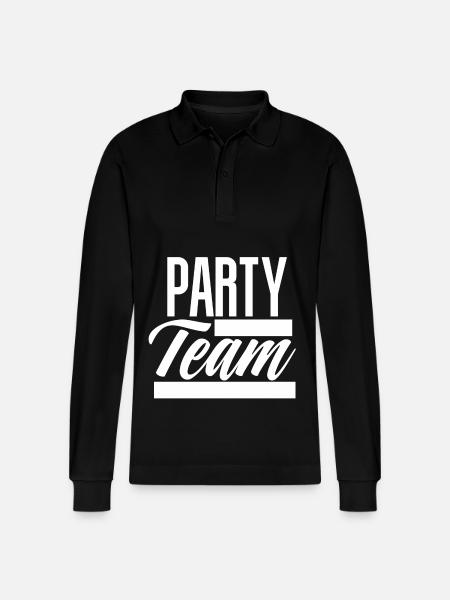 Party Team - Stanley/Stella Organic Unisex Long-Sleeved Polo Shirt Prepster - black