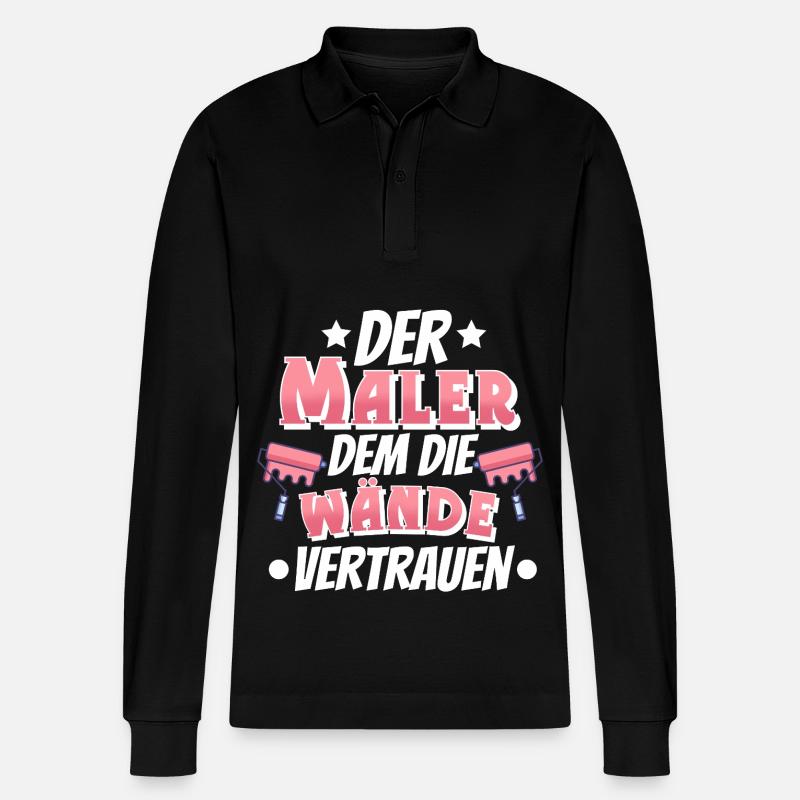 Maler - Stanley/Stella Unisex Bio-Langarm-Poloshirt Prepster - Schwarz