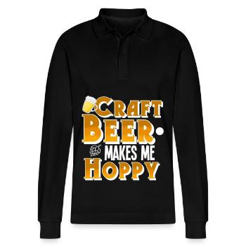 Craft Beer - Stanley/Stella Organic Unisex Long-Sleeved Polo Shirt Prepster - black - Front - Anna (173cm) & Nico (186cm)