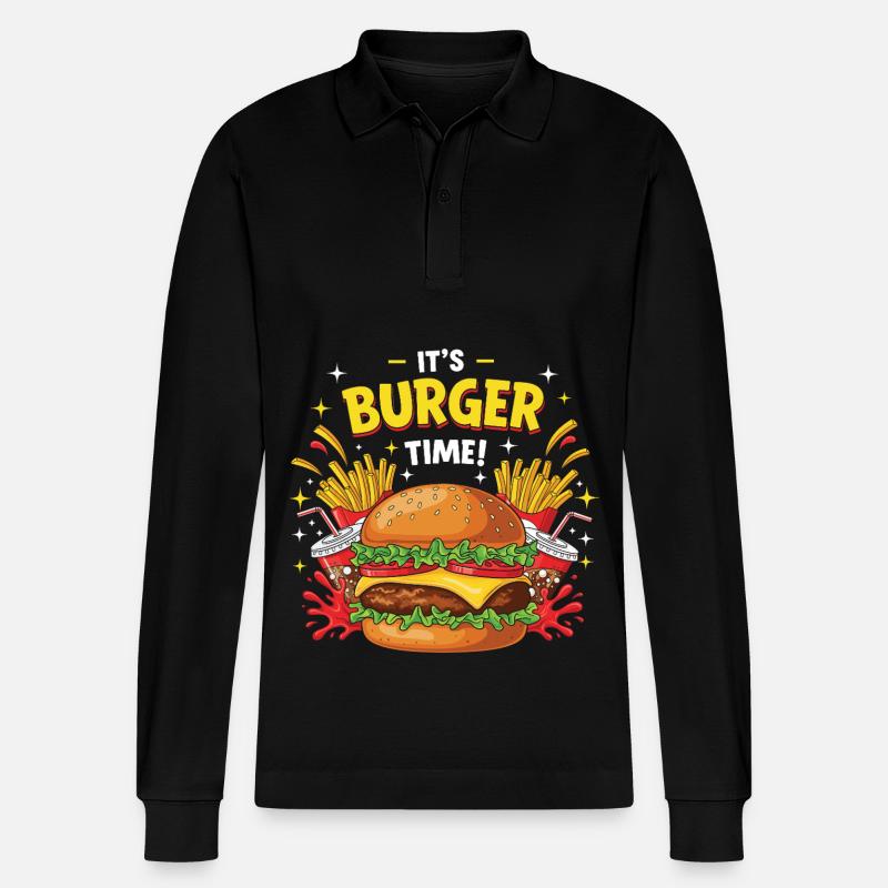 Hamburger Burger - Stanley/Stella Unisex Bio-Langarm-Poloshirt Prepster - Schwarz