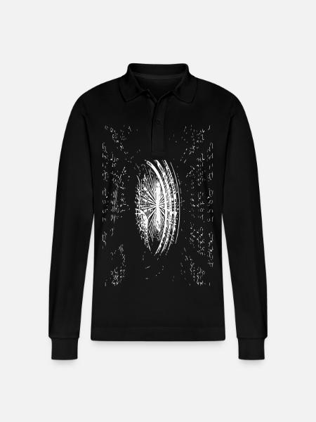Radialer Schimmer Druck - Stanley/Stella Unisex Bio-Langarm-Poloshirt Prepster - Schwarz