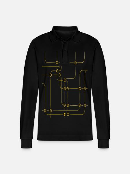 Schaltkreislinien Muster - Stanley/Stella Unisex Bio-Langarm-Poloshirt Prepster - Schwarz