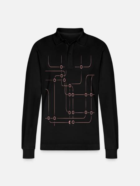 Pinkes Liniengeflecht - Stanley/Stella Unisex Bio-Langarm-Poloshirt Prepster - Schwarz
