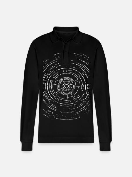 Kernkreis Nano-Tech Muster - Stanley/Stella Unisex Bio-Langarm-Poloshirt Prepster - Schwarz