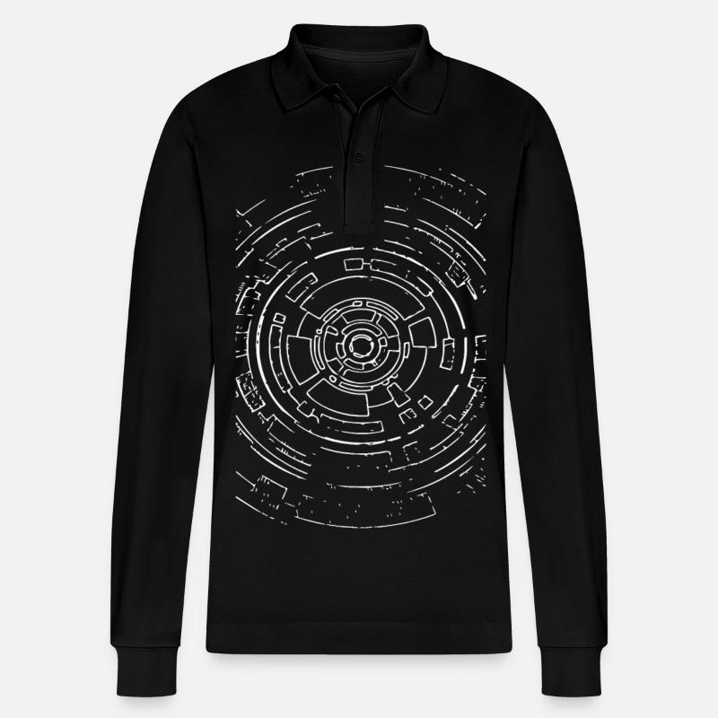 Kernkreis Nano-Tech Muster - Stanley/Stella Unisex Bio-Langarm-Poloshirt Prepster - Schwarz