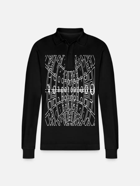 Verzerrte Raster-Tunnel - Stanley/Stella Unisex Bio-Langarm-Poloshirt Prepster - Schwarz