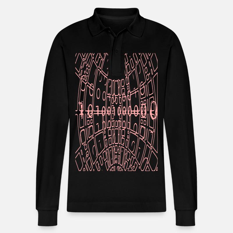 Binary Code Abstract (pink) - Stanley/Stella Organic Unisex Long-Sleeved Polo Shirt Prepster - black