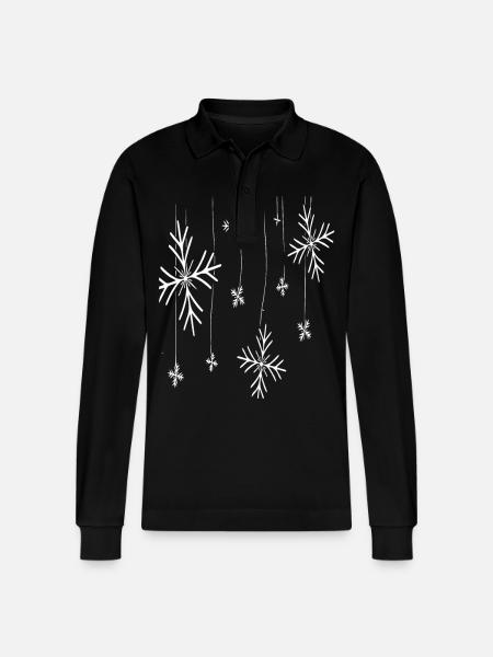 Hängende Schneeflocken Muster - Stanley/Stella Unisex Bio-Langarm-Poloshirt Prepster - Schwarz