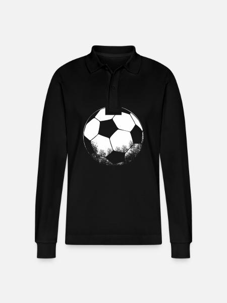 Black White Football Silhouette - Stanley/Stella Organic Unisex Long-Sleeved Polo Shirt Prepster - black