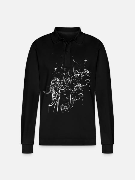 Linienkunst Blütenwirrwarr - Stanley/Stella Unisex Bio-Langarm-Poloshirt Prepster - Schwarz