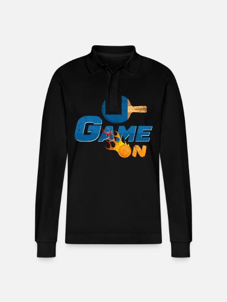 Game On Table Tennis Flame - Stanley/Stella Organic Unisex Long-Sleeved Polo Shirt Prepster - black