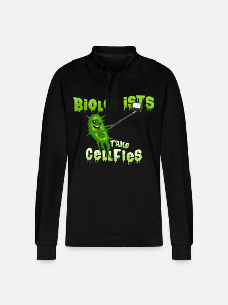 Biologists Cells Selfie - Stanley/Stella Organic Unisex Long-Sleeved Polo Shirt Prepster - black