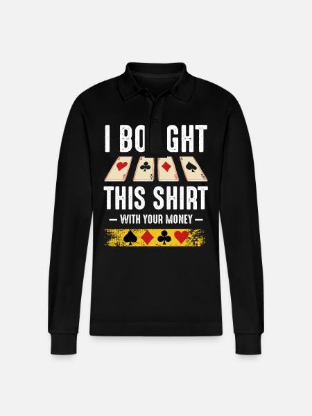Geldausgabe Shirt mit Pokerkarten - Stanley/Stella Unisex Bio-Langarm-Poloshirt Prepster - Schwarz