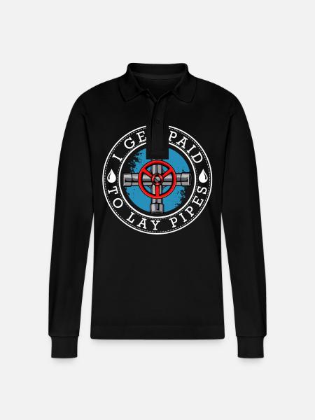 Tubular Statement with Valve Wheel - Stanley/Stella Organic Unisex Long-Sleeved Polo Shirt Prepster - black