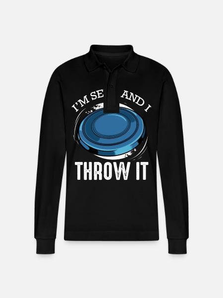 Frisbee Spruch I’m Sexy and I Throw It - Stanley/Stella Organic Unisex Long-Sleeved Polo Shirt Prepster - black