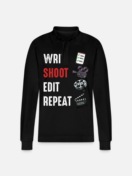 Write Turn Cut Repeat - Stanley/Stella Organic Unisex Long-Sleeved Polo Shirt Prepster - black
