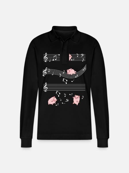 Cochons musicaux sur bâtons - Polo à manches longues bio PREPSTER Stanley/Stella Unisexe - noir
