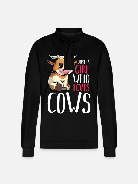 Kuhliebhaberin Motiv Mädchen - Stanley/Stella Unisex Bio-Langarm-Poloshirt Prepster - Schwarz