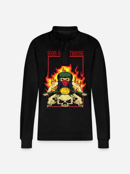 Flame Biker Skullride - Polo à manches longues bio PREPSTER Stanley/Stella Unisexe - noir