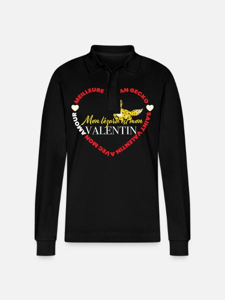 Mon lézard est mon Valentin - Polo à manches longues bio PREPSTER Stanley/Stella Unisexe - noir