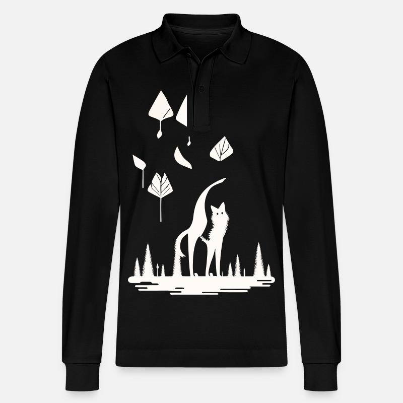 Fuchs im Blätterwald - Stanley/Stella Unisex Bio-Langarm-Poloshirt Prepster - Schwarz