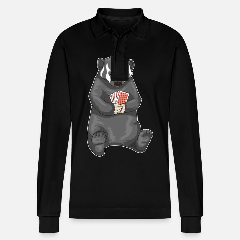 Dachs Poker Pokerkarten - Stanley/Stella Unisex Bio-Langarm-Poloshirt Prepster - Schwarz