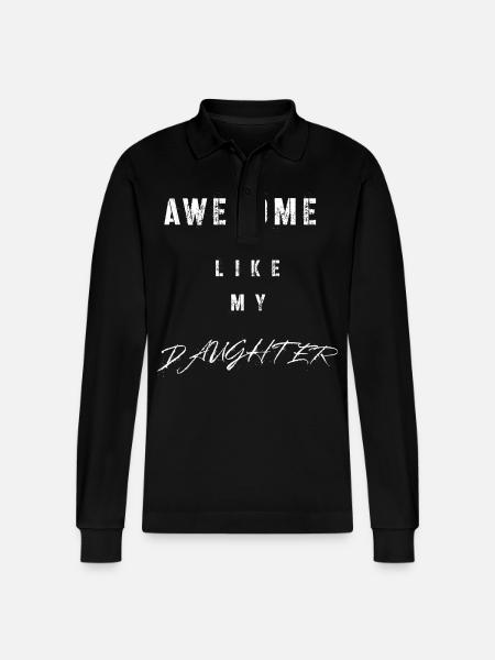 Awesome Like My Daughter - Stanley/Stella Organic Unisex Long-Sleeved Polo Shirt Prepster - black