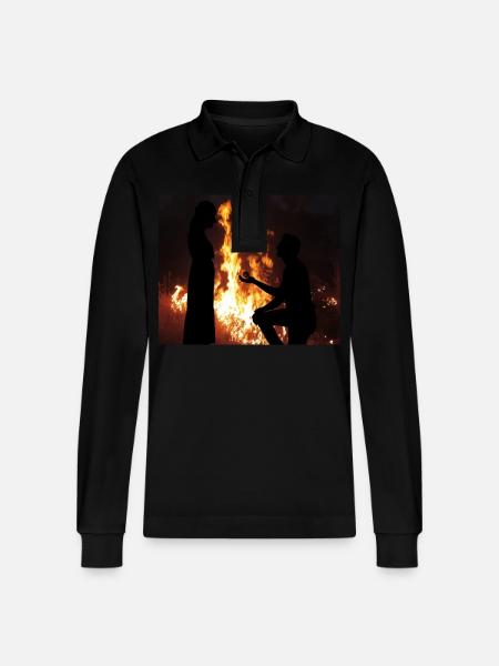 Fiery Proposal Silhouette - Stanley/Stella Organic Unisex Long-Sleeved Polo Shirt Prepster - black