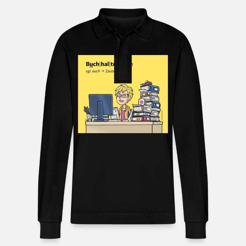 Buchhalterin, Comicfigur - Stanley/Stella Unisex Bio-Langarm-Poloshirt Prepster - Schwarz