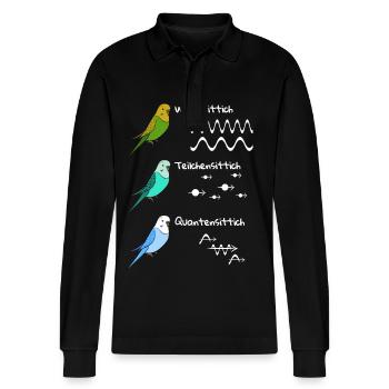 Quantensprung Physiker Physik Technologie Wissen - Stanley/Stella Unisex Bio-Langarm-Poloshirt Prepster - Schwarz - Vorne - Anna (173cm) & Nico (186cm)
