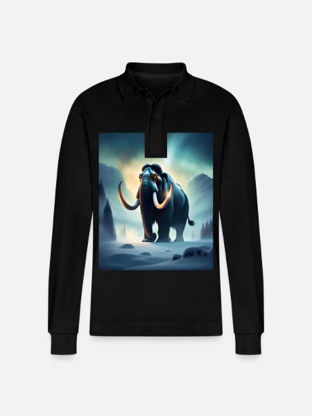 scary evil mammoth - Stanley/Stella Organic Unisex Long-Sleeved Polo Shirt Prepster - black