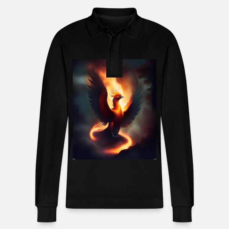 Episches Feuer Phönix - Stanley/Stella Unisex Bio-Langarm-Poloshirt Prepster - Schwarz