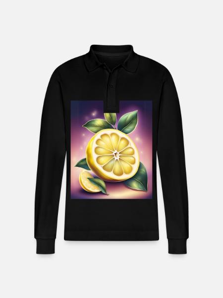 Süß-saure Zitrone - Stanley/Stella Unisex Bio-Langarm-Poloshirt Prepster - Schwarz