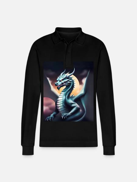 Gray dragon - Stanley/Stella Organic Unisex Long-Sleeved Polo Shirt Prepster - black