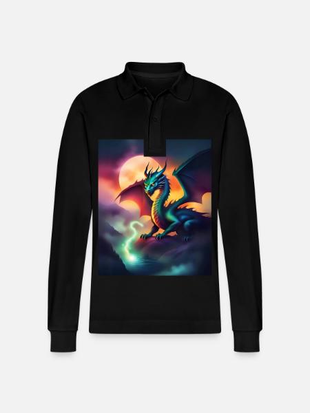 Magischer Drache - Stanley/Stella Unisex Bio-Langarm-Poloshirt Prepster - Schwarz