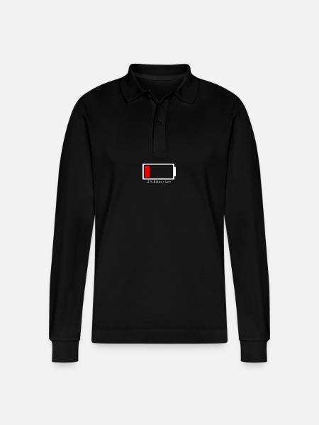 Battery low - Stanley/Stella Organic Unisex Long-Sleeved Polo Shirt Prepster - black