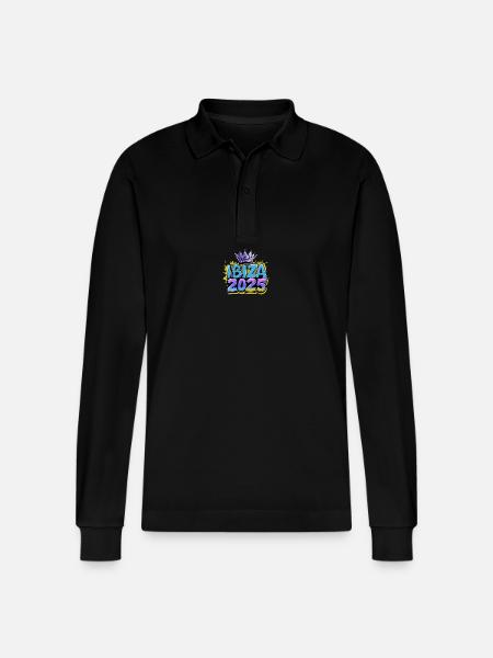 Ibiza 2025 Krone - Stanley/Stella Organic Unisex Long-Sleeved Polo Shirt Prepster - black