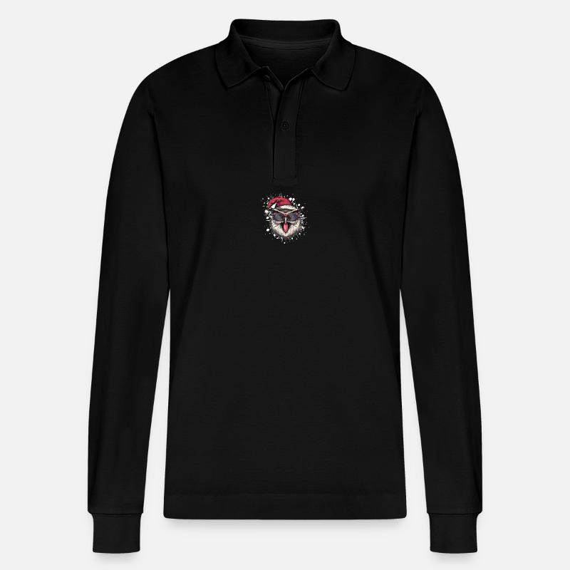 Eule Weihnachten Lustig - Stanley/Stella Unisex Bio-Langarm-Poloshirt Prepster - Schwarz