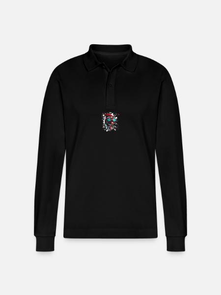 Ant Christmas Funny - Stanley/Stella Organic Unisex Long-Sleeved Polo Shirt Prepster - black