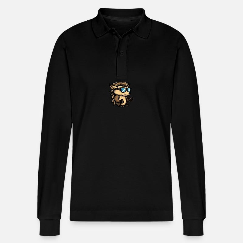 hérisson bande dessinée cool - Polo à manches longues bio PREPSTER Stanley/Stella Unisexe - noir