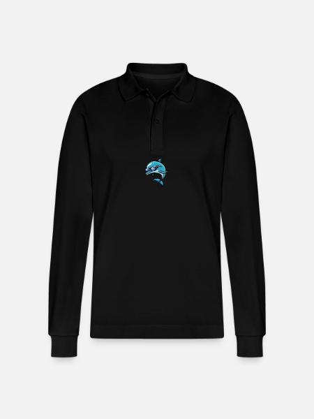Dolphin Cool Comic - Stanley/Stella Organic Unisex Long-Sleeved Polo Shirt Prepster - black