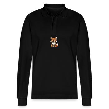 Fuchs Apres Ski Bier - Stanley/Stella Unisex Bio-Langarm-Poloshirt Prepster - Schwarz - Vorne - Anna (173cm) & Nico (186cm)