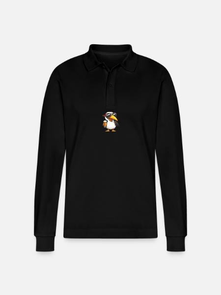 Pelikan Vogel Après-Ski Beer - Stanley/Stella Organic Unisex Long-Sleeved Polo Shirt Prepster - black