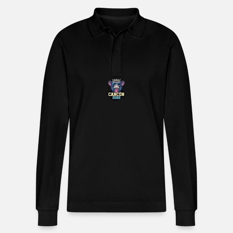 Cancun 2025 Affe - Stanley/Stella Unisex Bio-Langarm-Poloshirt Prepster - Schwarz