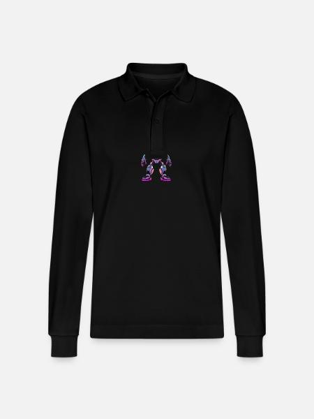 KI - Futuristischer Neon-Roboter - Stanley/Stella Unisex Bio-Langarm-Poloshirt Prepster - Schwarz