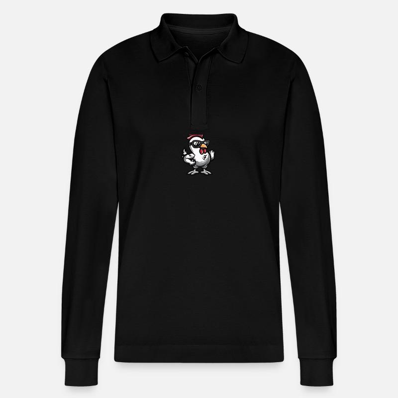 Huhn Cool Comic - Stanley/Stella Unisex Bio-Langarm-Poloshirt Prepster - Schwarz