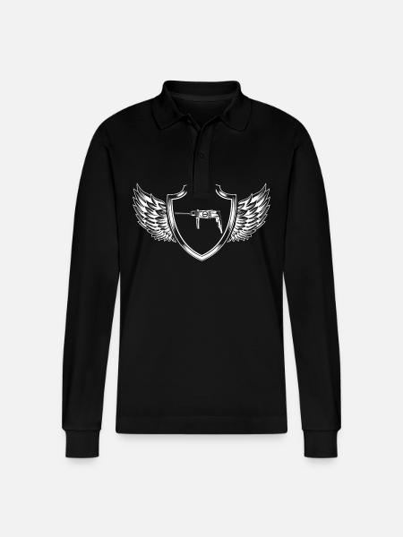 Drill Coat of Arms Tool - Stanley/Stella Organic Unisex Long-Sleeved Polo Shirt Prepster - black