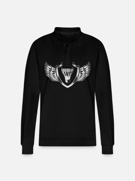 badminton Wappen sport - Stanley/Stella Unisex Bio-Langarm-Poloshirt Prepster - Schwarz
