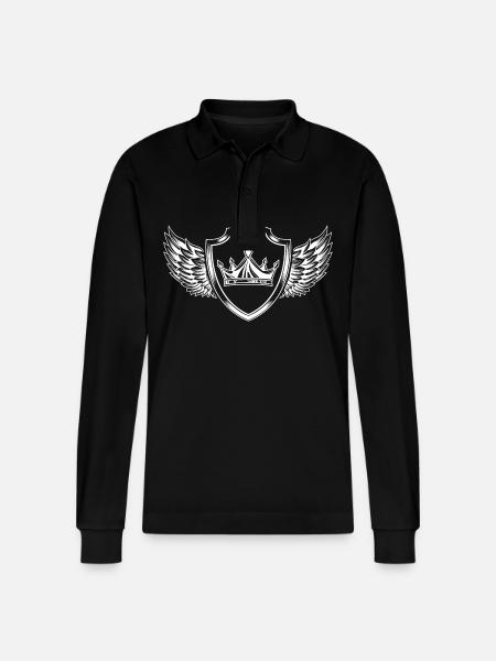 Crown crest icon - Stanley/Stella Organic Unisex Long-Sleeved Polo Shirt Prepster - black