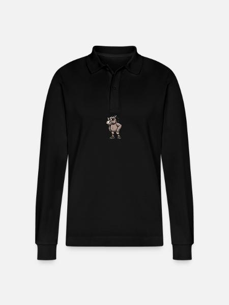 Donkey Cool Comic - Stanley/Stella Organic Unisex Long-Sleeved Polo Shirt Prepster - black